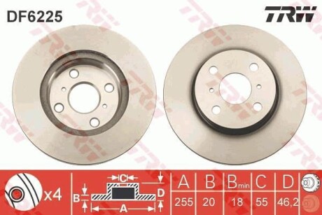 Tarcza hamulc. toyota iq 09- przd - TRW DF6225