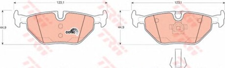 Гальмівні колодки дискові задні (Bmw Mg Rover Saab) - (34211157334, 34211157814, 34211158221) TRW GDB1344