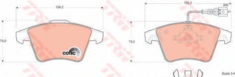 Гальмівні колодки дискові передні (Volkswagen) - (7H0698151, 7H0698151B) TRW GDB1555