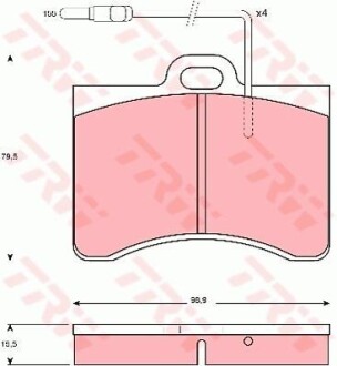 Комплект гальмівних колодок, дискове гальмо - (425281, 425089) TRW GDB165