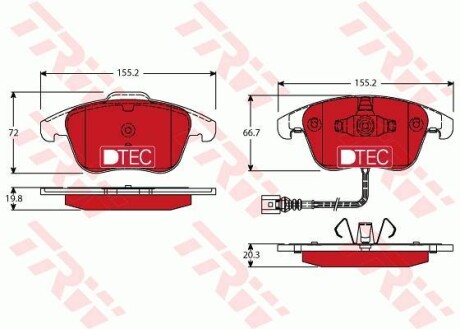 Гальмівні колодки, дискові - (5N0698151, 5N0698151A, 5N0698151B) TRW GDB1762DTE (фото 1)