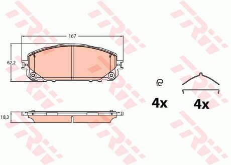 Гальмівні колодки, дискові - (68212327AC, 68212327AB, 68212327AA) TRW GDB2142