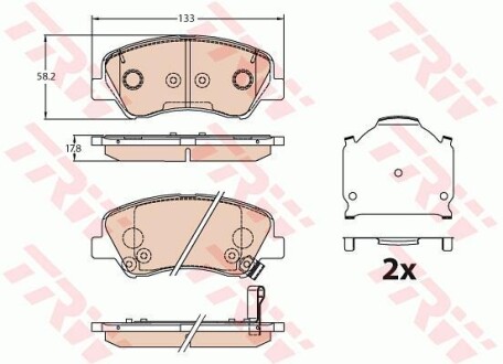 Гальмівні колодки пер. Hyundai Accent IV/Kia Rio 10- - (581011RA00, 581011RA01, 581011RA05) TRW GDB3630