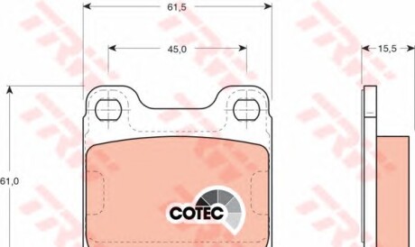 Тормозные колодки дисковые задние (Chevrolet Opel) - (90543586, 90543587, 90509205) TRW GDB915