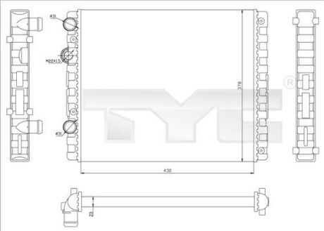 Радиатор, охлаждение двигателя - (6N0121253K) TYC 737-0040