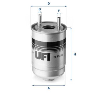 Паливний фільтр - (164009384R, 164006435R, 7701070647) UFI 24.113.00