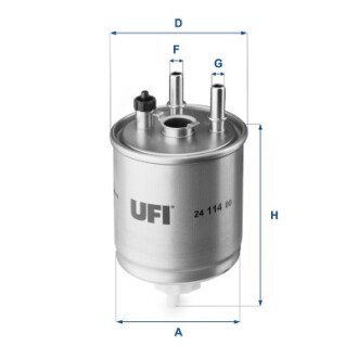 Фильтр топливный Renault Laguna III Grandtour (KT0/1) 1.5 2007.10 - 2015.12 - (164001137R, 164005033R) UFI 24.114.00