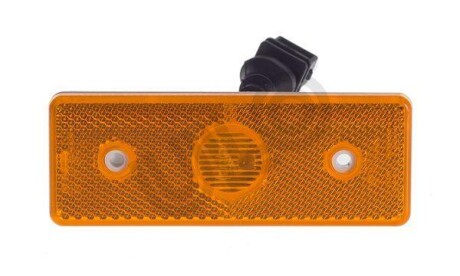 Габаритні ліхтарі Лів/Прав, жовтий, LED, висота 41мм ширина 120мм глибина 7мм, для стелажної системи/до гвинта, довжина провода 120мм, без кріплення, 24В (із дротом, конектор: AMP 2PIN) - ((A0005446911, A0005445011)) ULO 5615-23 (фото 1)