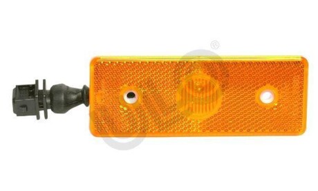 Габаритні ліхтарі Лів/Прав, жовтий, LED, висота 38,5мм ширина 120мм глибина 20,5/45мм, для стелажної системи/до гвинта/пласка основа, довжина провода 60мм, без кріплення, 24В (із дротом, конектор: A - ((A0005446911, A0005445011)) ULO 5615-35