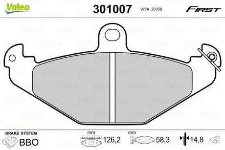 Klocki ham. renault t. laguna/safrane 92-01 - Valeo 301007