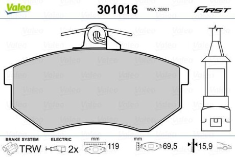 Klocki ham. vw p. golf/passat/vento 86-98 - Valeo 301016