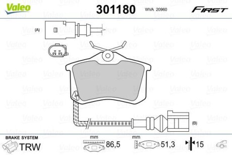 Klocki ham. renault t. megane/scenic/modus/clio 99- - Valeo 301180