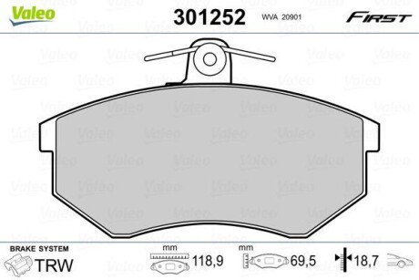 Klocki ham. vw p. caddy/golf/passat/vento 88-04 bez czujnika - Valeo 301252