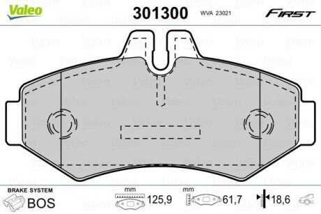 Комплект тормозных колодок - Valeo 301300