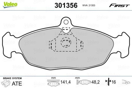 Klocki ham. opel p. astra/corsa/vectra 91-02 - Valeo 301356