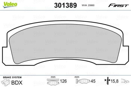 Колодки тормозные дисковые - Valeo 301389