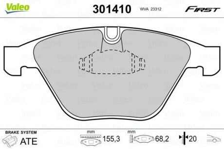 Колодки тормозные - Valeo 301410