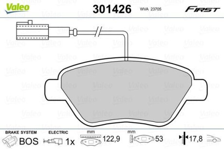 Vl301426 колодки дисковые передние - Valeo 301426