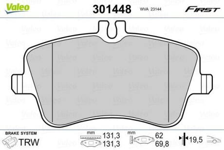 Klocki ham. FIRST - (0034202520, 0034204520, 0034209520) Valeo 301448