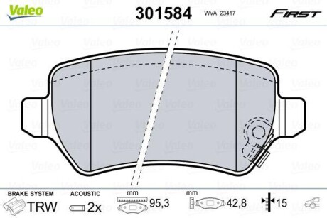 Klocki ham. opel t. astra/meriva/zafira 98- - Valeo 301584