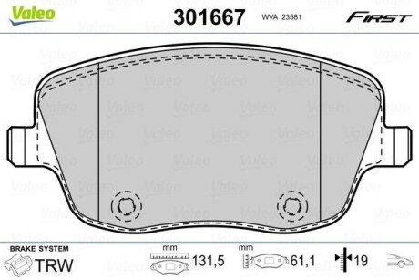 Klocki ham. skoda p. fabia/roomster 99- bez czujnika - Valeo 301667