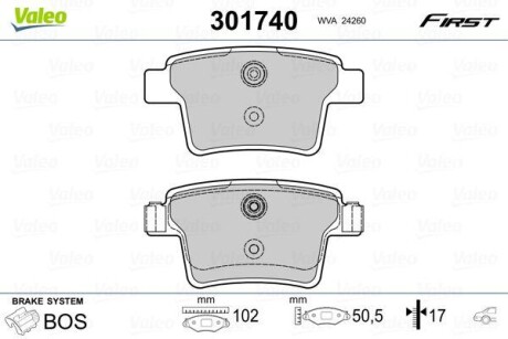 Vl301740 колодки дисковые задние - Valeo 301740