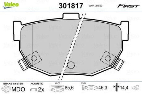 Vl301817_колодки дисковые задние! hyundai elantralantra 1.5i-2.0i1.9d 95 - Valeo 301817