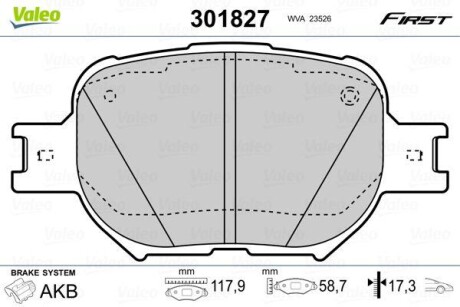 Колодки тормозные - Valeo 301827