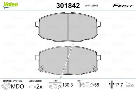 Колодки торм.пер. Kia Ceed/Carens/Hyundai i30 - Valeo 301842