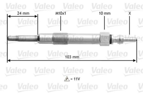 Фото товара Свічка накалу Valeo 345114 : Купить на tto.com.ua