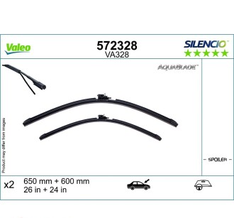 Двірник безкаркасний AquaBlade VAL572328 650/600мм - ((9108240100, A9108240100)) Valeo 572328