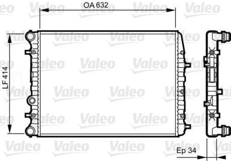 Радіатор охолодження Skoda Fabia 99-14/Roomster 06-15 - (6Q0121253L) Valeo 732864