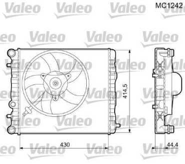 Радиатор, охлаждение двигателя - (6Q0121201HA, 6Q0121253, 6Q0121253BT) Valeo 733062