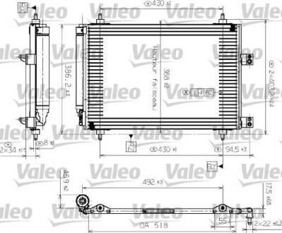 Конденсатор, кондиционер - (96431799, 6455AA, 9643179980) Valeo 817526