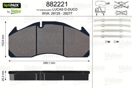 Комплект тормозных колодок, дисковый тормоз - (1078439, 20918891, 20931343) Valeo 882221