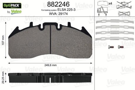 Комплект тормозных колодок, дисковый тормоз - (20568714, 21024702, 20568711) Valeo 882246