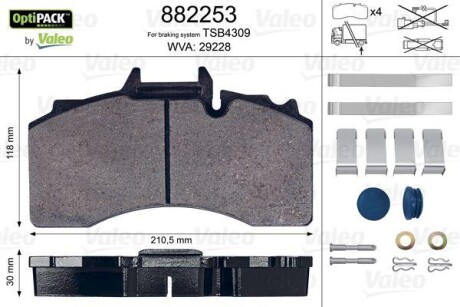 Колодки дискового гальма - Valeo 882253