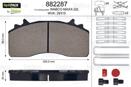 Колодки тормозные wva 29315 - Valeo 882287