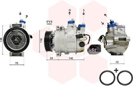 Компресор кондиціонера AUDI - (4F0260805AA, 8E0260805BR, 4F0260805AR) Van Wezel 0300K029