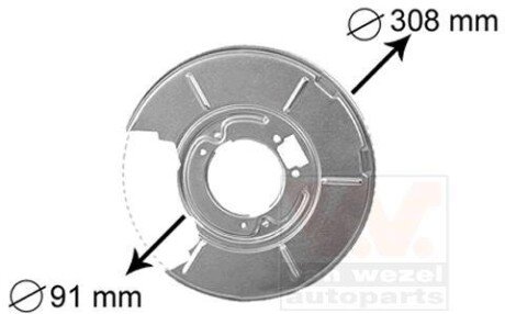 Захист гальмівного диска BMW E36,E46 Rear Right - (34211158992) Van Wezel 0646374