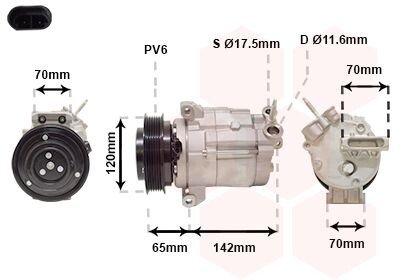 Компресор кондиціонера CHEVROLET CAPTIVA 4/11 > 14 - (20910245, 25919443, 55111401AC) Van Wezel 0800K063