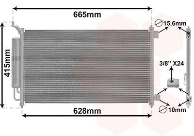 Конденсатор кондиціонера NISSAN JUKE/ MICRA/ TIIDA - (92100AX800, 92100AX801, 92100AX80B) Van Wezel 13015251