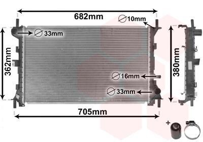 Радіатор охолодження двигуна FOCUS 14/6/8 MT +AC 98-05 - (1093711, 1061180, 1132655) Van Wezel 18002264