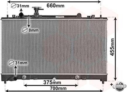 Радіатор охолодження MAZDA 6 (07-) 2.0 i 16V (+) - (lfcv15200, lf4k15200b, lfy215sb0) Van Wezel 27002228 (фото 1)