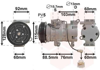 Компресор кондиціонера MAZDA 3 10/03 > 09 - (cc2961k00a, cc2961k00d, cc2961450g) Van Wezel 2700K251