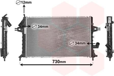 Радіатор охолодження двигуна ASTRAG 1.7TD MT +/-AC 00- - (09192586, 09129517, 1300209) Van Wezel 37002294