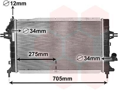 Радіатор охолодження двигуна ASTRA H 17CDTi MT +-AC 04 - (1300269, 1300271, 13128925) Van Wezel 37002364