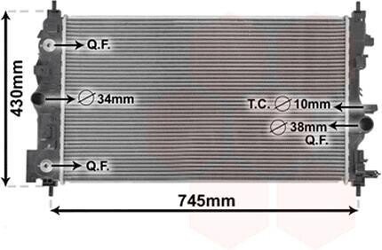 Радіатор охолодження CHEVROLET CRUZE, OPEL ASTRA J - (1300306, 13311079) Van Wezel 37002546