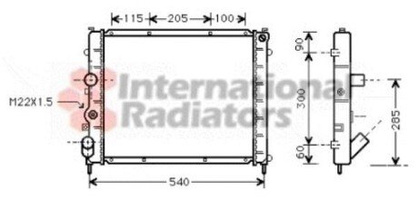 Радіатор охолодження RENAULT KANGOO I (98-) 1.9 D - (7700301171, 7700304932, 7700312858) Van Wezel 43002174