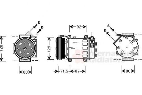 Компресор кондиціонера RENAULT CLIO II/ KANGOO/ MEGANE I - (2763000QAE, 7700273801, 7701499969) Van Wezel 4300K281